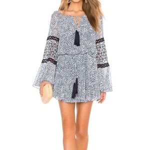 Alexis Lanelle Dress In Blue Capri Embroidery Size XS